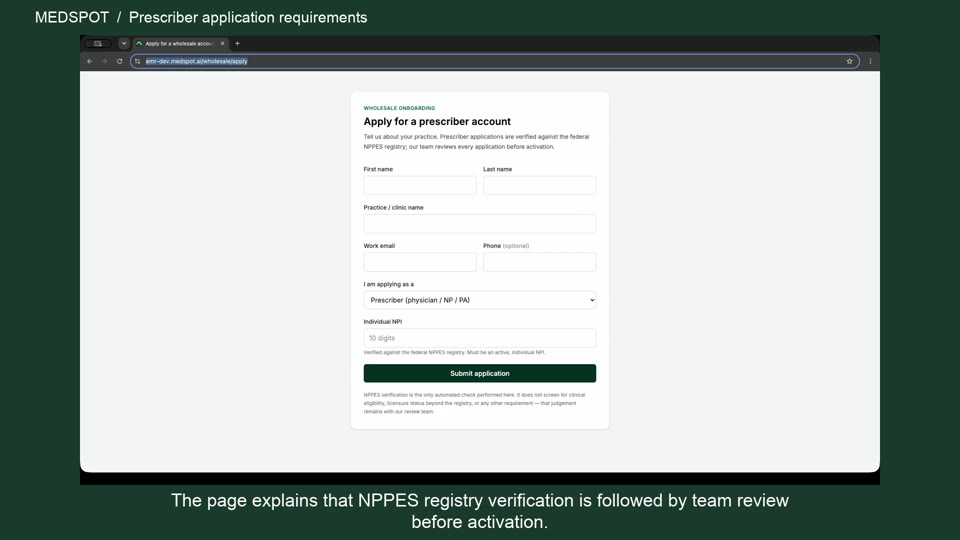 Recorded Review prescriber requirements workflow
