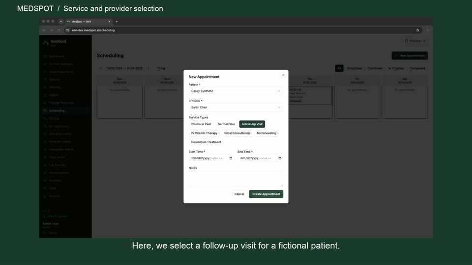 Recorded Choose a service and provider workflow