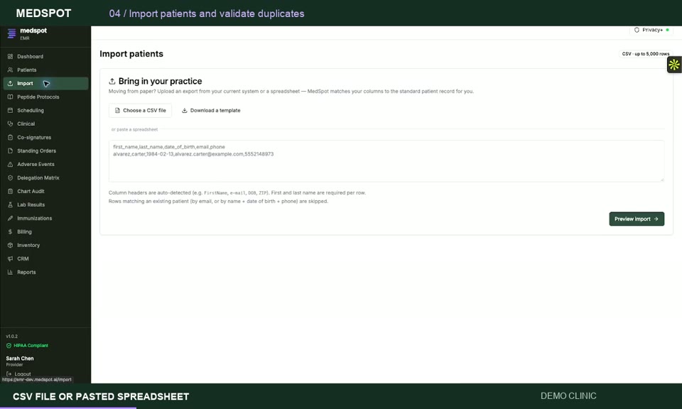 Recorded Import patients and handle duplicates workflow