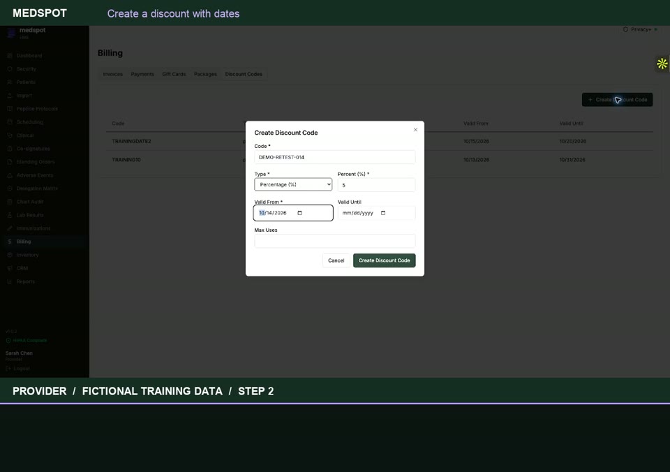 Recorded Create a dated discount workflow