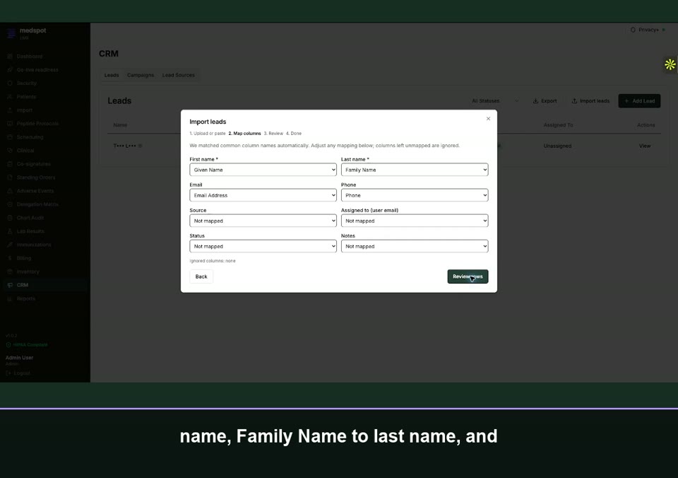 Recorded Import CRM leads workflow